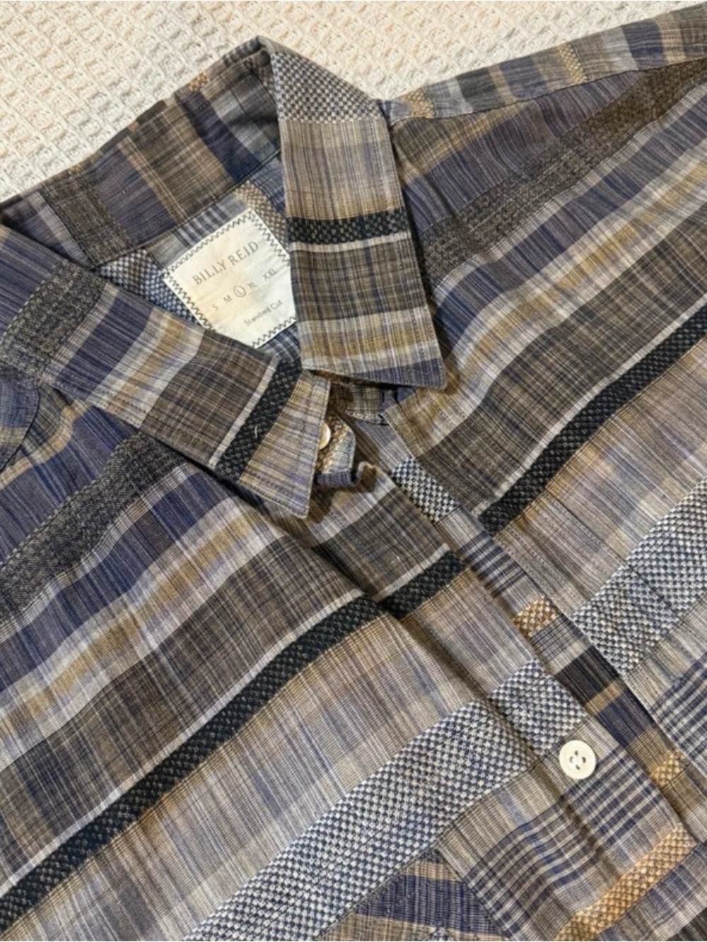 Billy Reid Plaid Button-Down Shirt in Blue and Brown